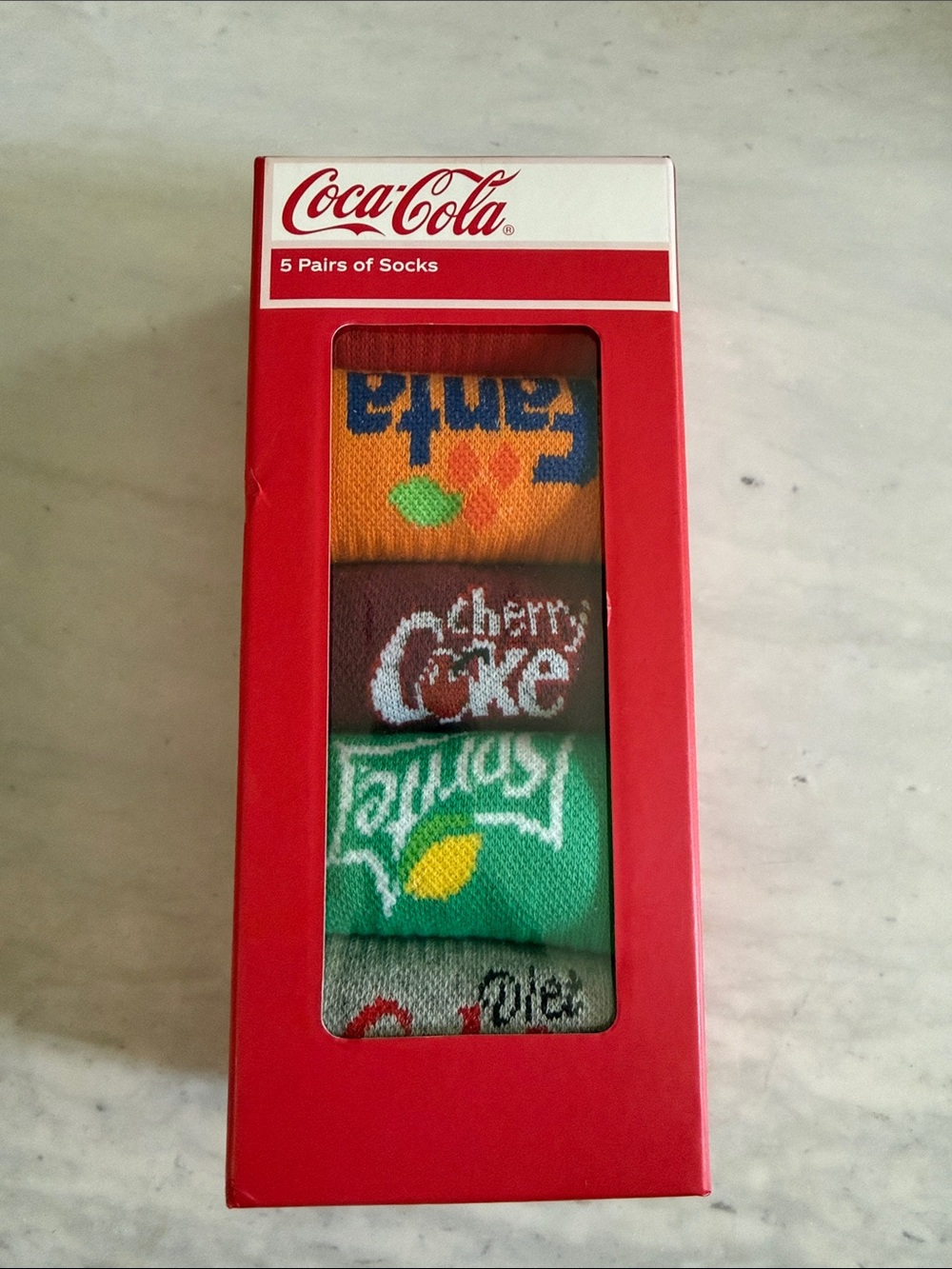 Coca-Cola Fanta Sprite Diet Coke 5 Pair Crew Socks Gift Set NWT